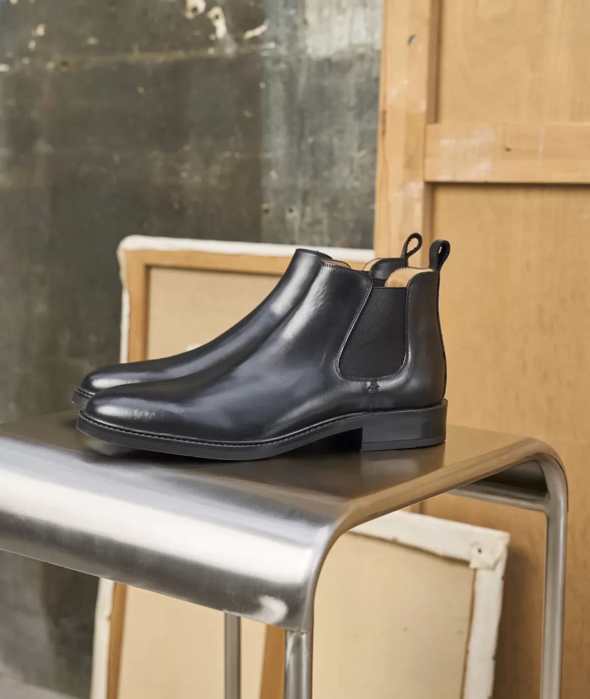 Discount Bottine chelsea homme en cuir noir Homme Bottines