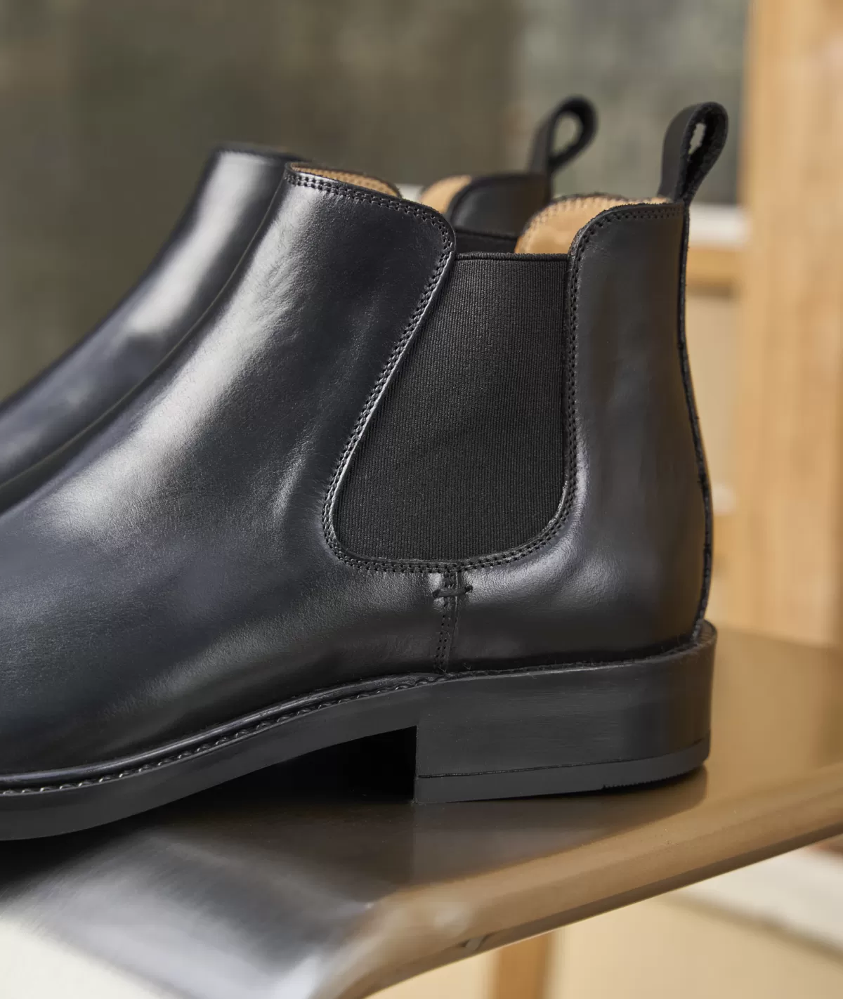 Discount Bottine chelsea homme en cuir noir Homme Bottines