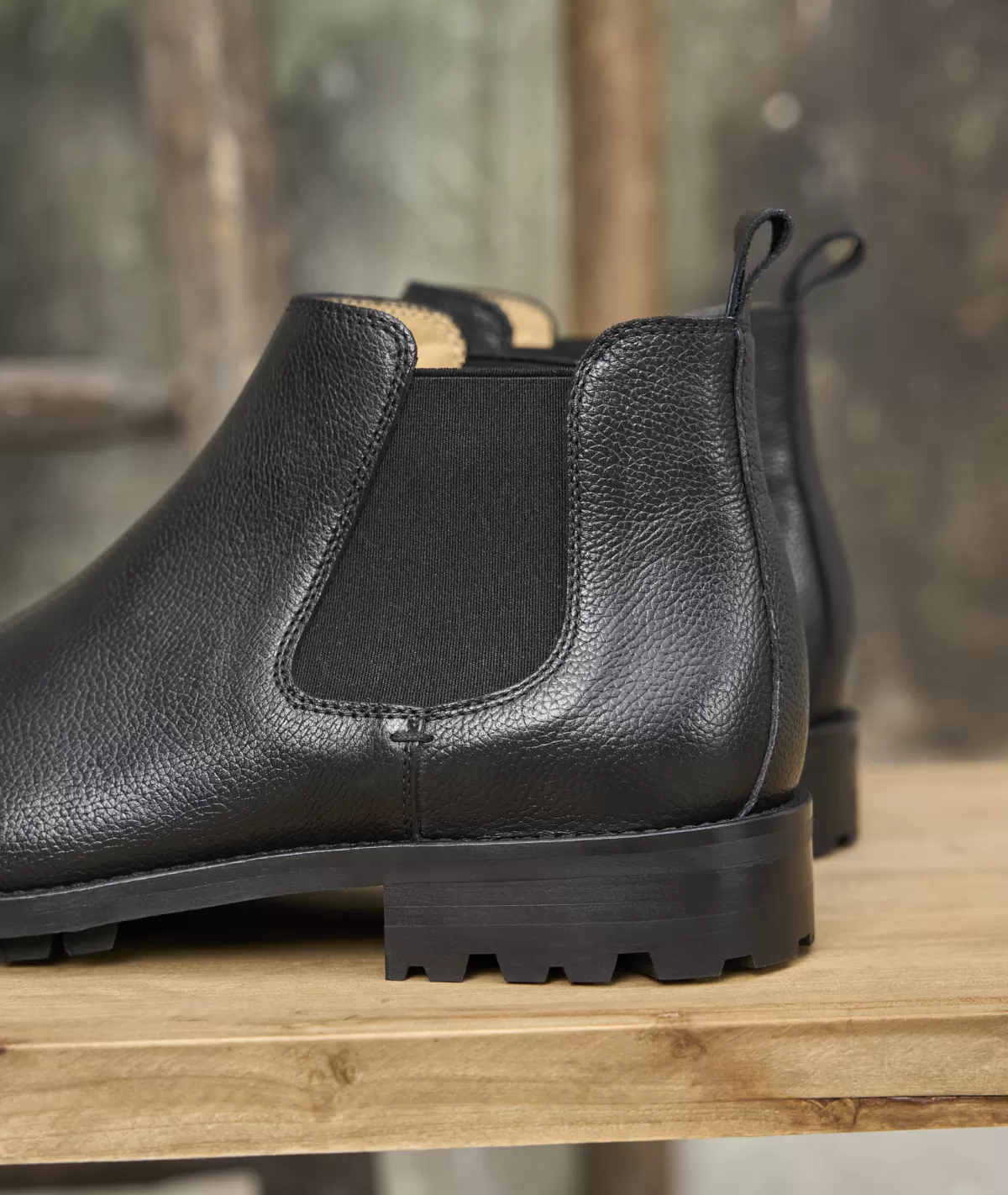 Cheap BOTTINE CHELSEA HOMME EN CUIR NOIR grainé Homme Bottines
