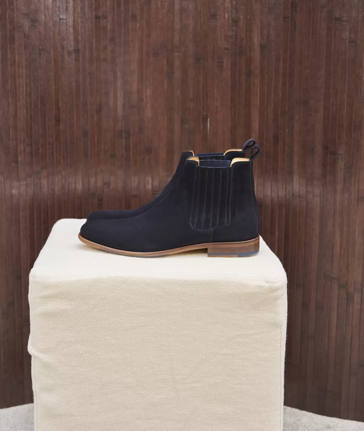 Outlet Bottine western en daim bleu marine Homme Bottines