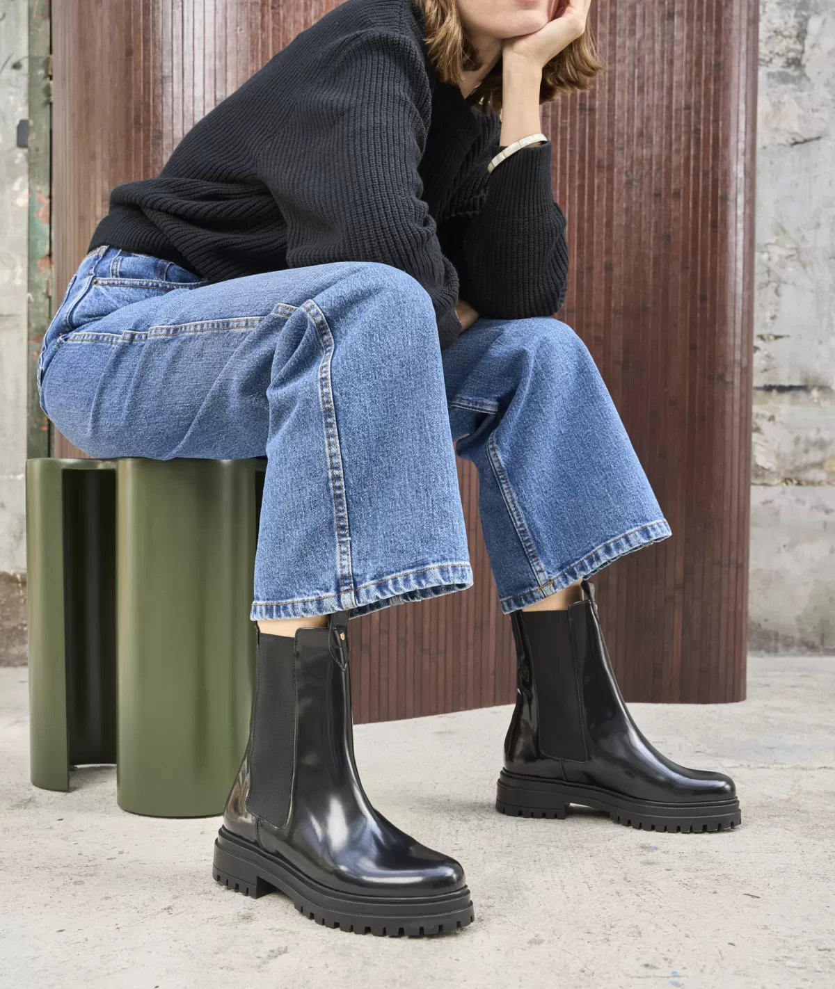Flash Sale BOTTINES CHELSEA CUIR NOIR vernis Femme Boots