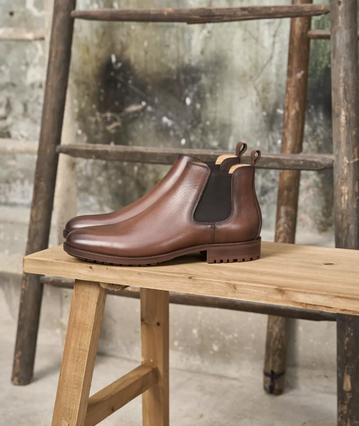 Hot Bottines chelsea homme en cuir marron grainé Homme Bottines