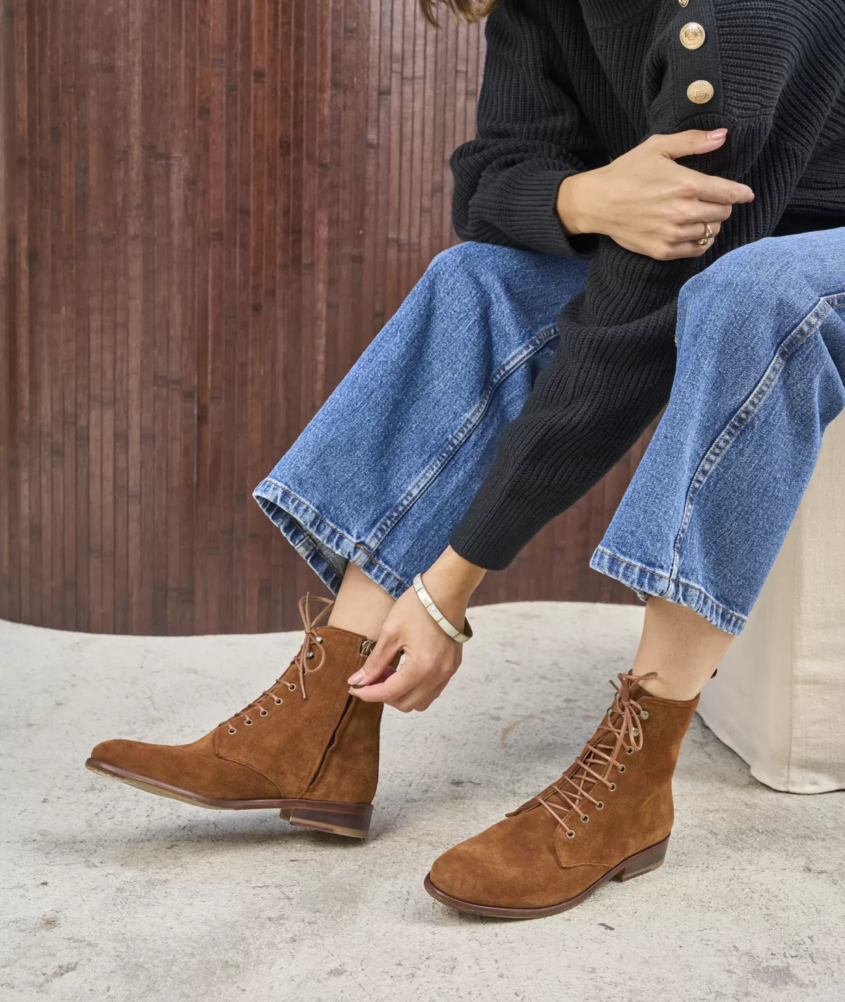 Outlet combat boots daim Femme Boots