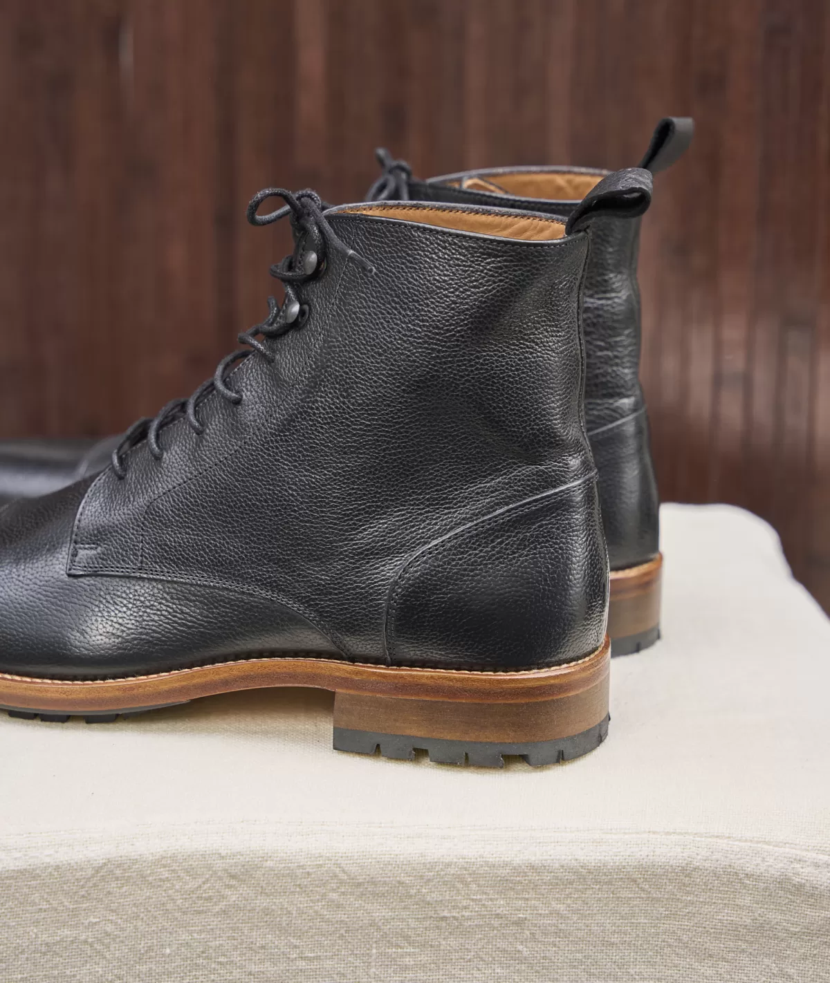 Discount Combat boots homme en cuir grainé texturé Homme Combat Boots Homme