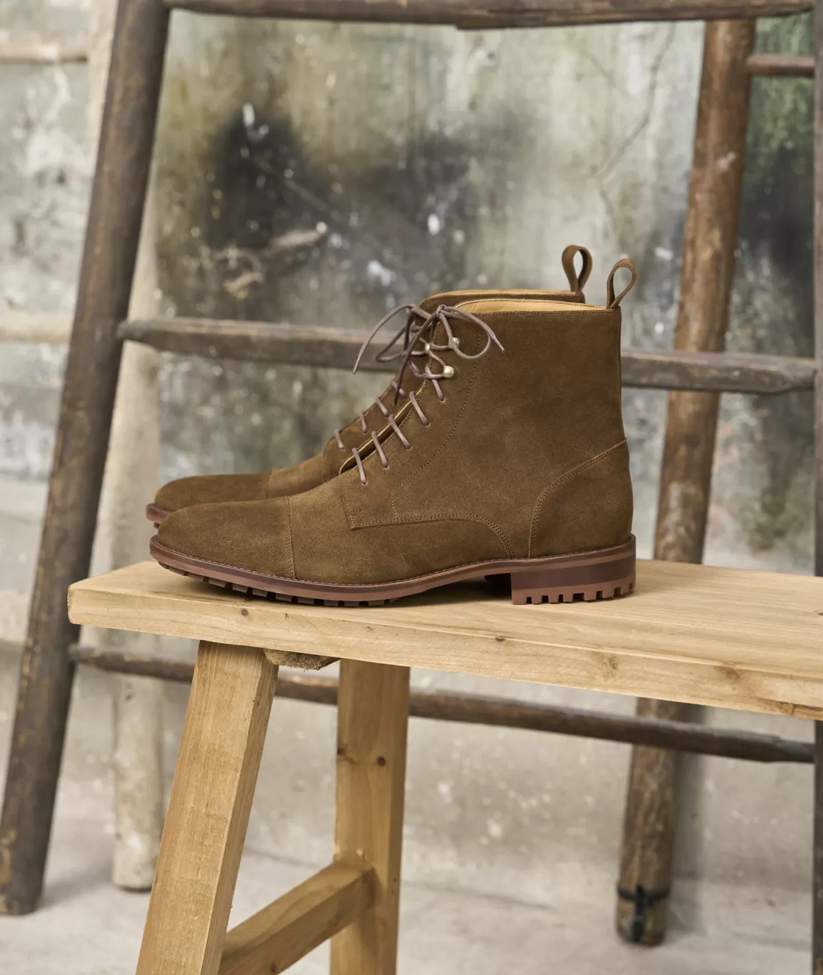 Hot Combat boots homme en daim feuilles mortes Homme Combat Boots Homme