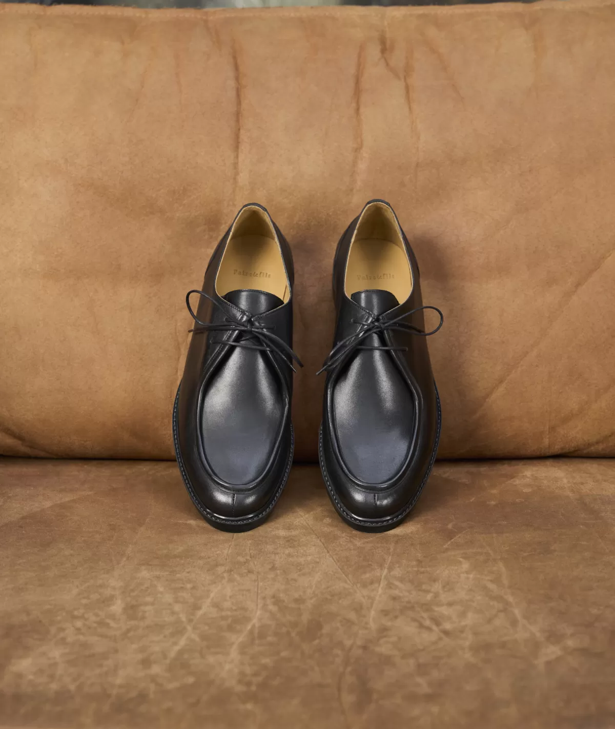 Cheap Derbies en cuir noir Homme Derbies Et Richelieu