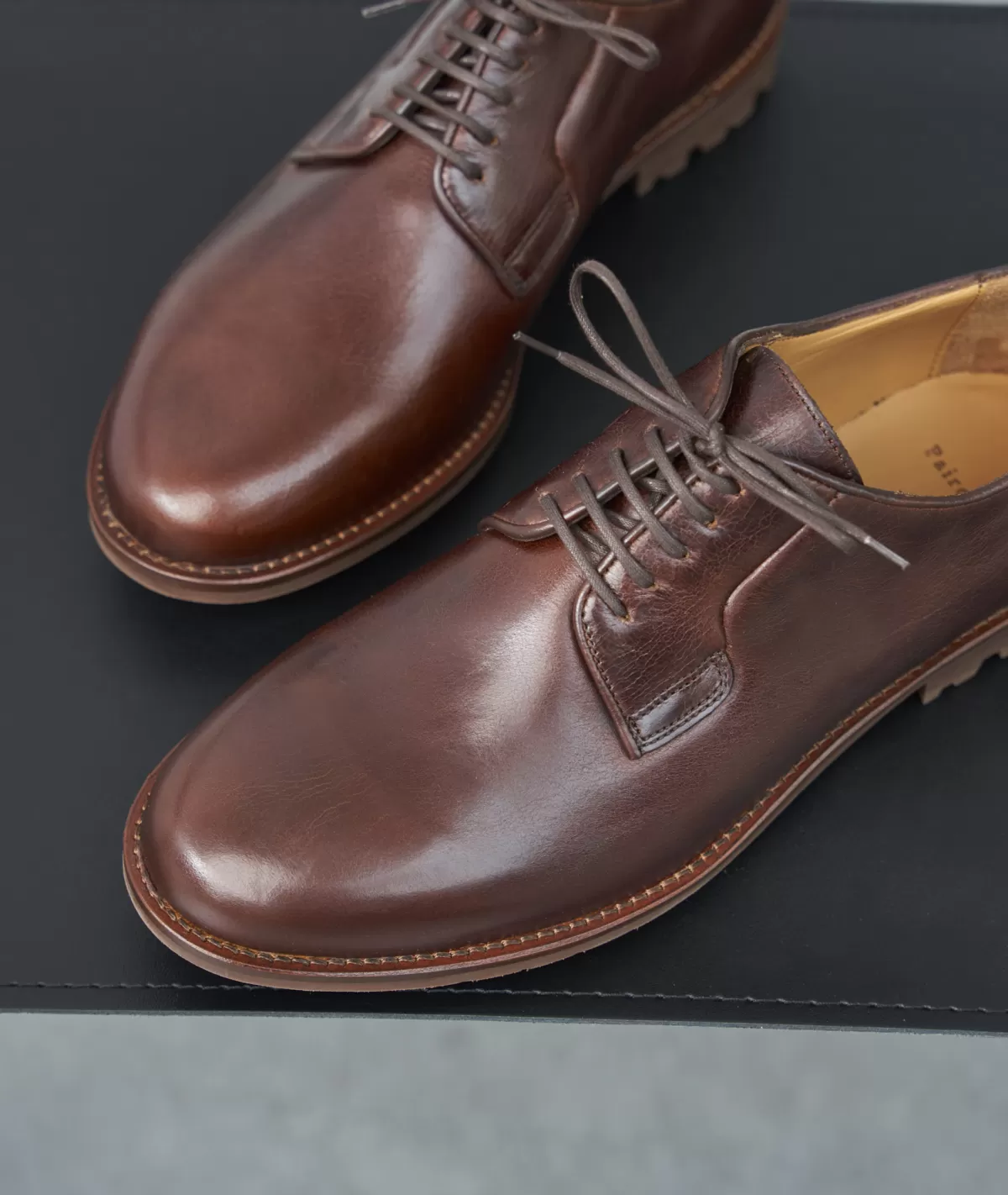 Hot DERBIES HOMME EN CUIR PATINÉ MARRON Homme Derbies Et Richelieu