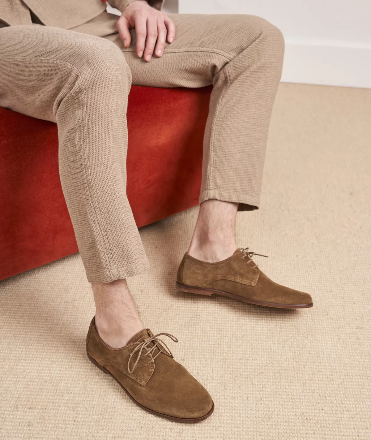 Discount Derbies homme en daim feuilles mortes Homme Derbies Et Richelieu
