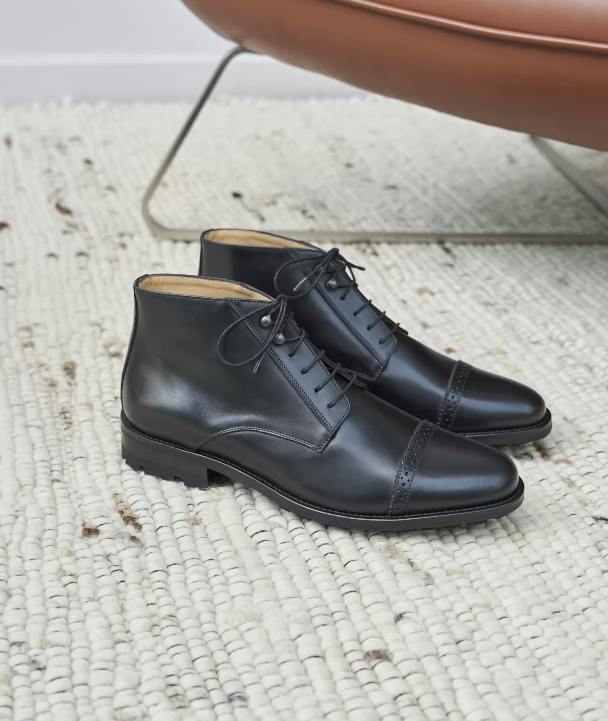 Flash Sale Desert boots en cuir noir Homme Desert Boots