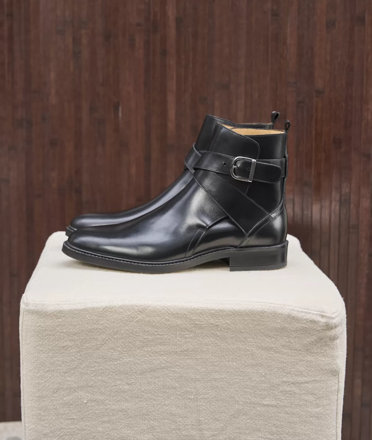 Best Sale Jodhpur en cuir lisse noir Homme Bottines