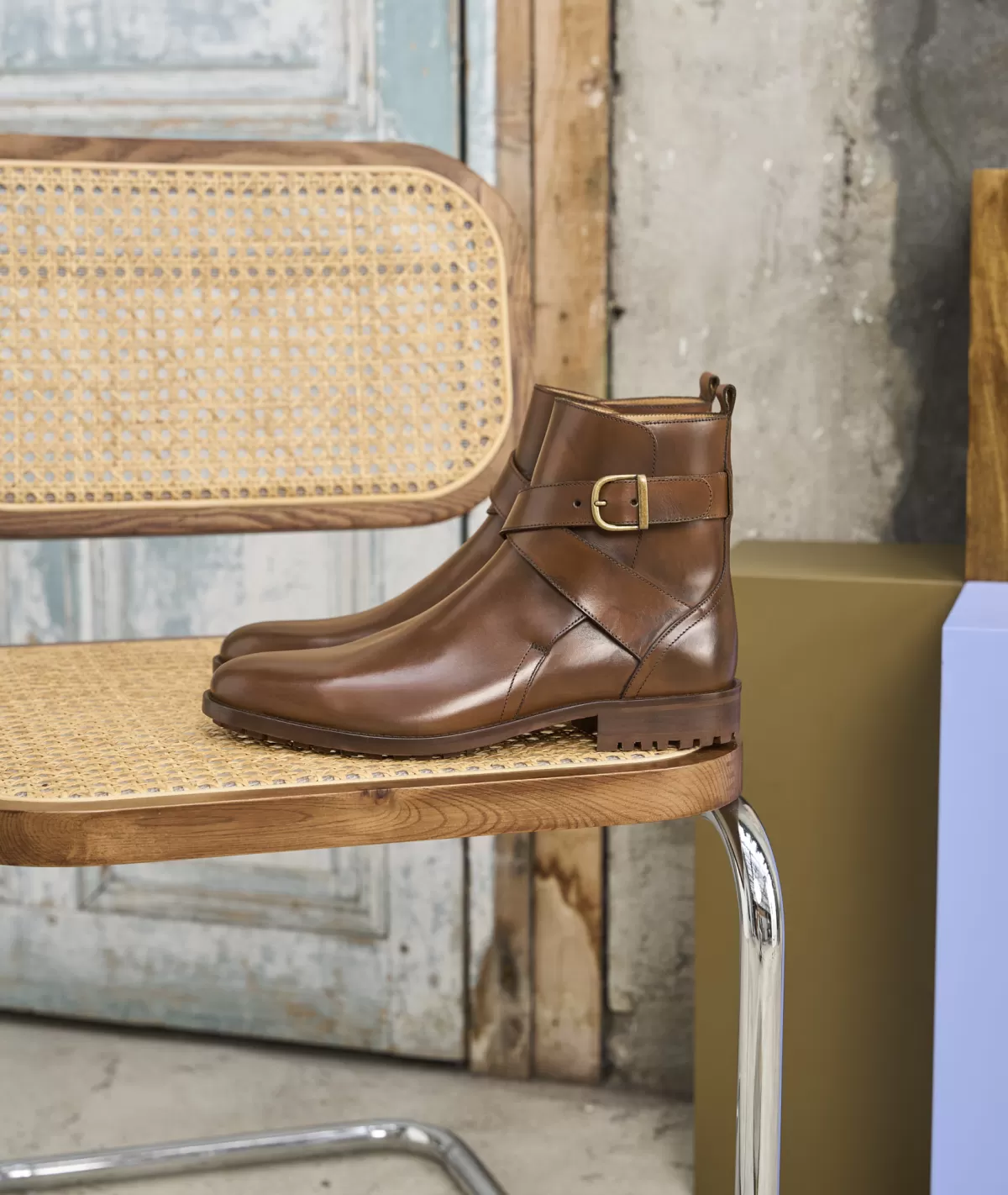 Best Sale Jodhpur en cuir patiné Homme Bottines
