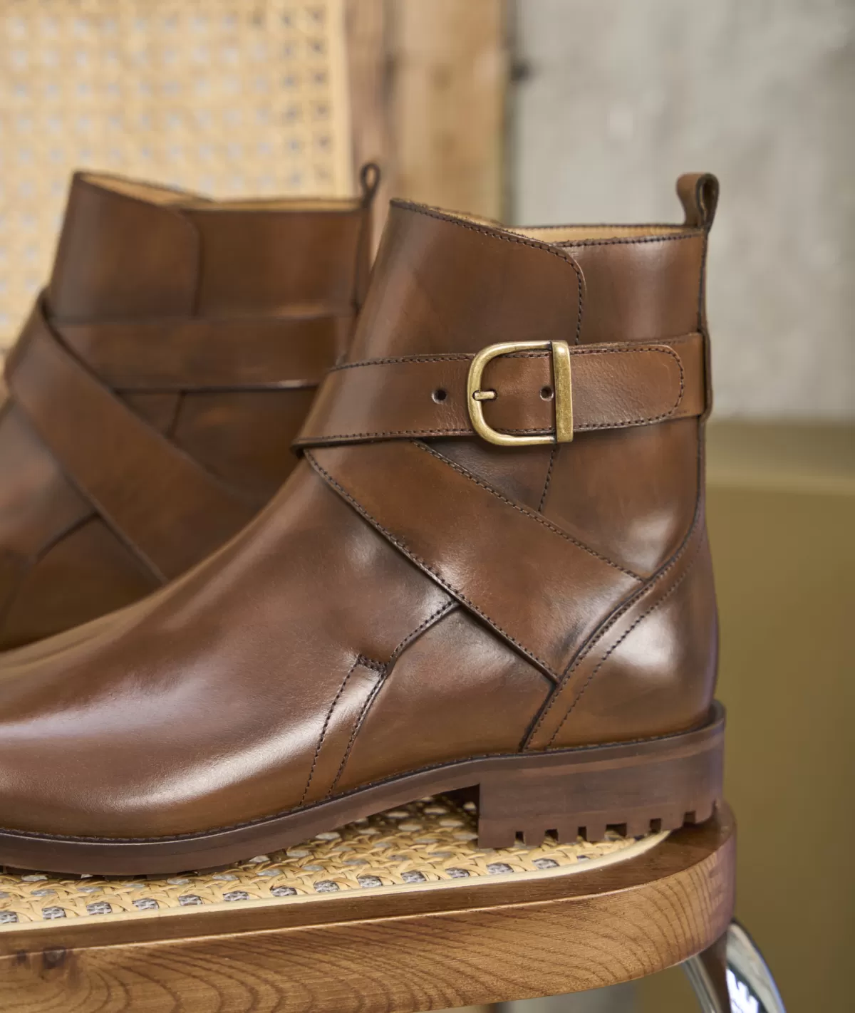Best Sale Jodhpur en cuir patiné Homme Bottines