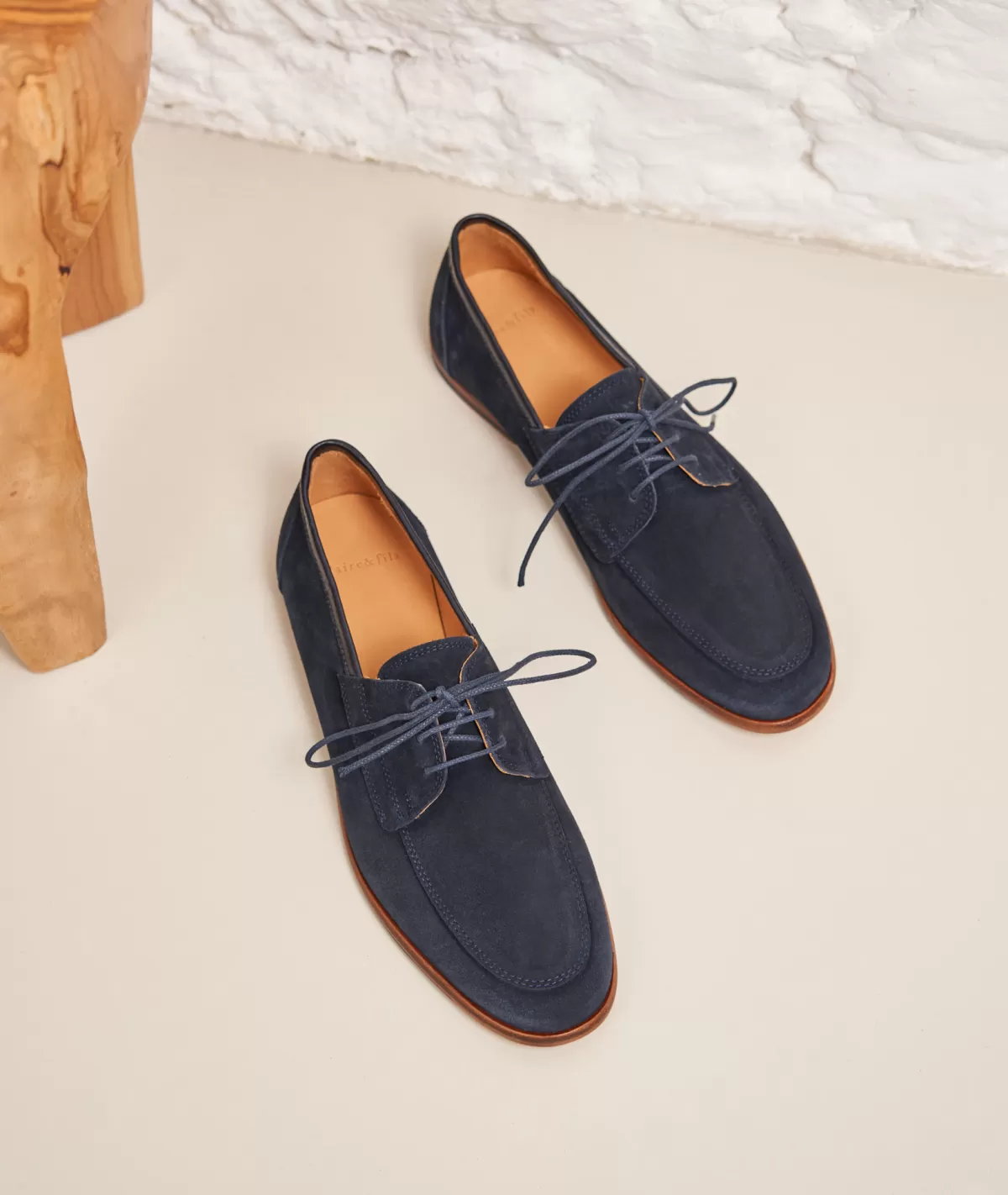Outlet Mocassin bateau en daim marine Homme Mocassins