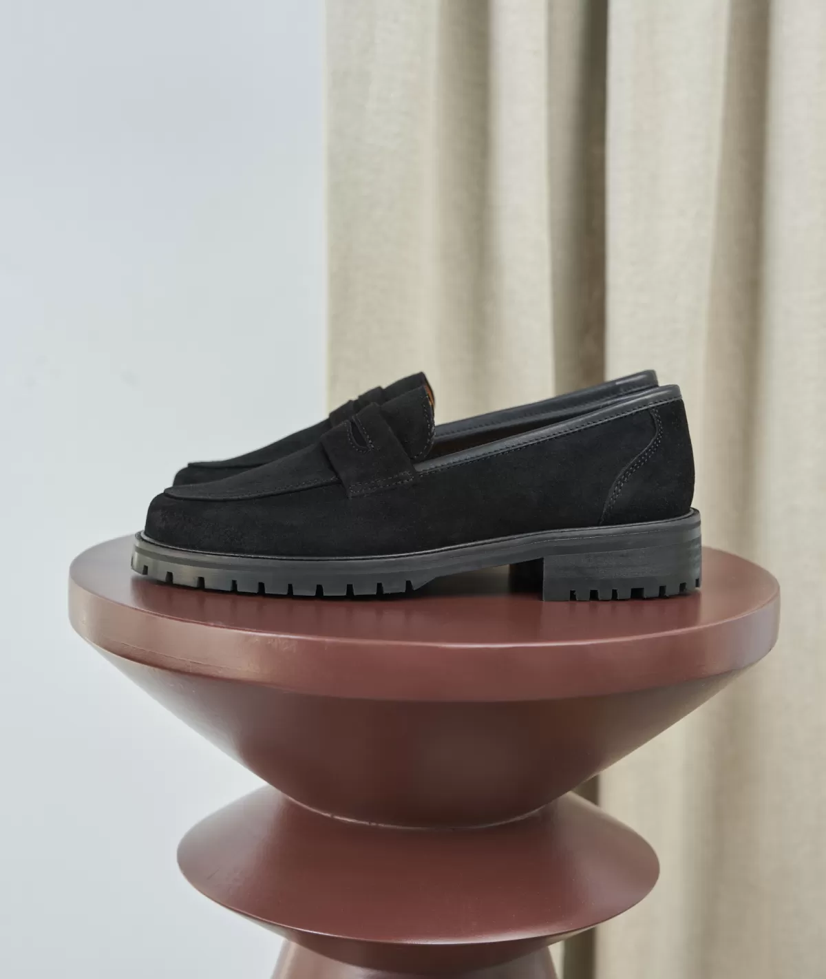 Sale MOCASSIN CRANTÉ FEMME EN DAIM NOIR Femme Mocassins Et Derbies
