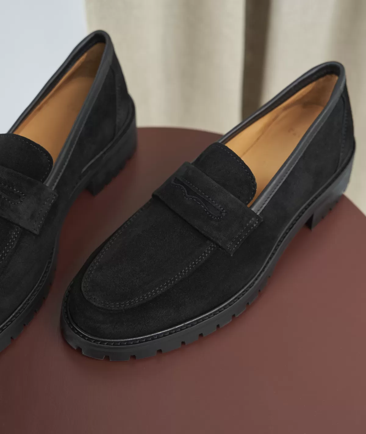 Sale MOCASSIN CRANTÉ FEMME EN DAIM NOIR Femme Mocassins Et Derbies