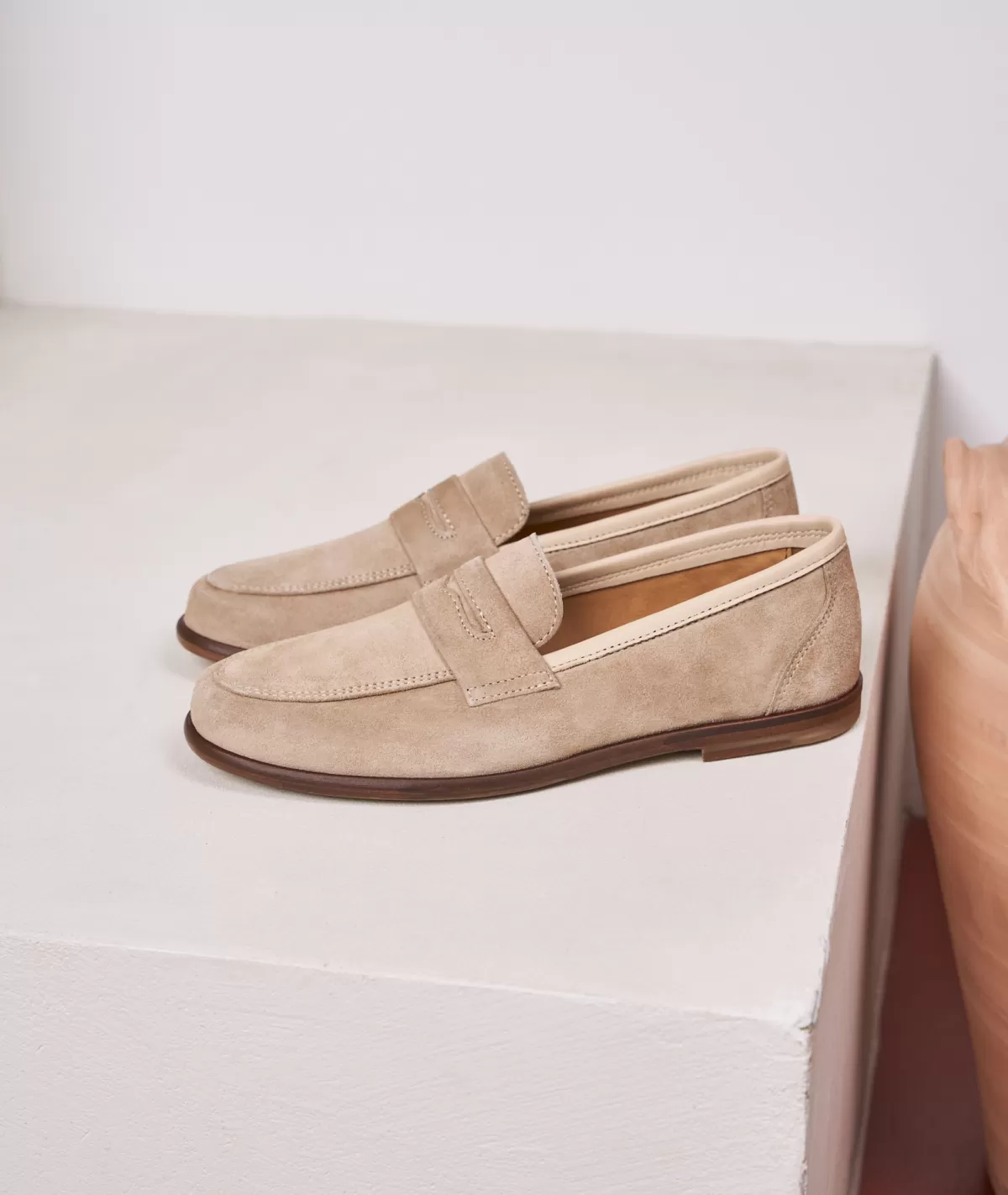 Clearance Mocassin daim beige Femme Mocassins Et Derbies