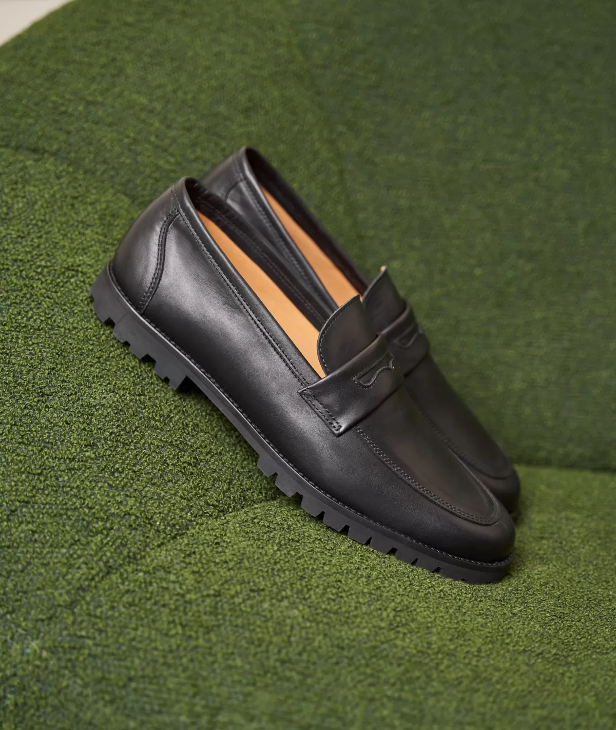 Sale Mocassin en cuir noir Homme Mocassins