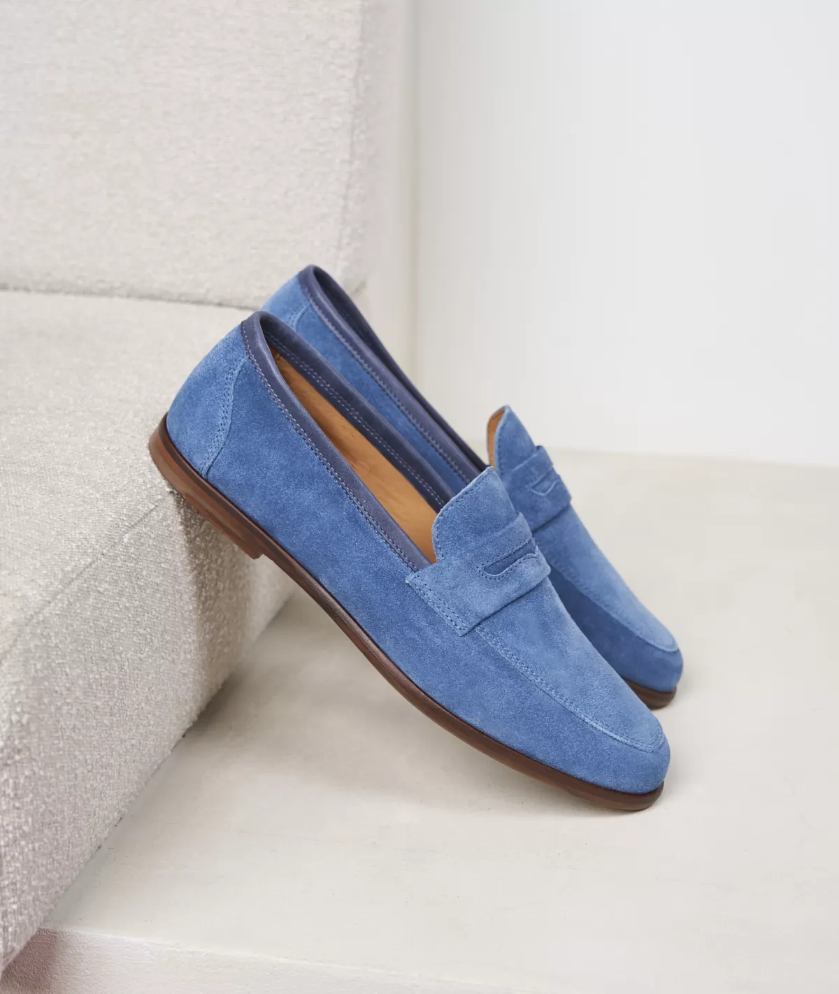 Online Mocassin en daim bleu azur Homme Mocassins