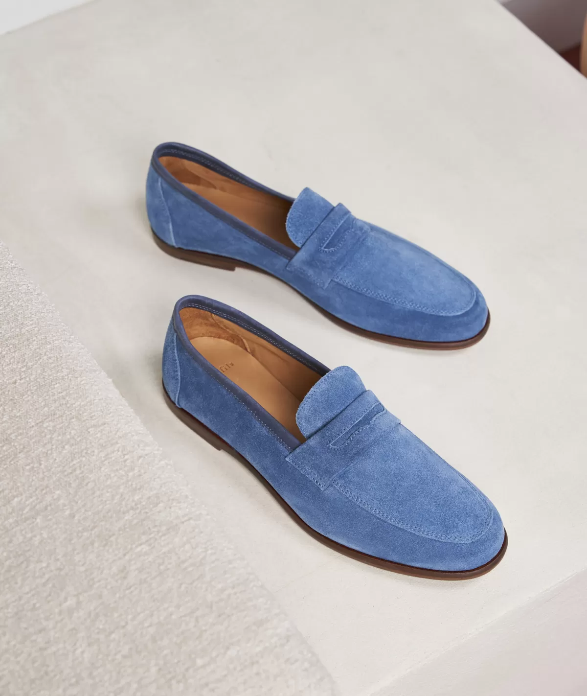 Online Mocassin en daim bleu azur Homme Mocassins