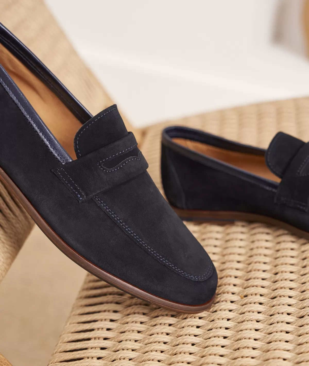 Best Sale Mocassin en daim bleu marine Homme Mocassins