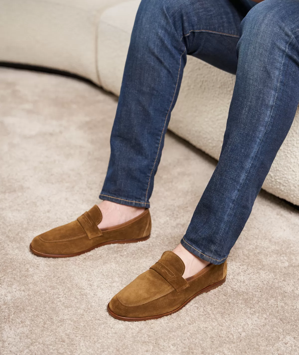 Best Mocassin en daim feuilles mortes Homme Mocassins