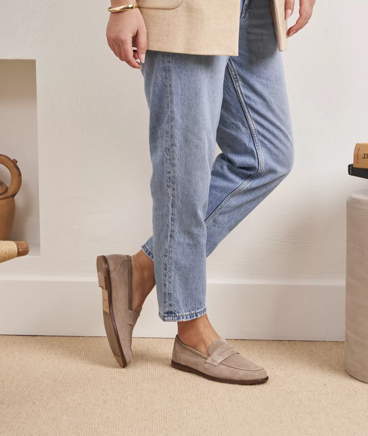 Discount Mocassin femme daim ardoise Femme Mocassins Et Derbies