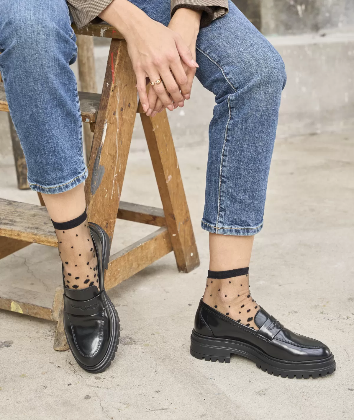 Best Sale Mocassin femme en cuir noir vernis Femme Mocassins Et Derbies