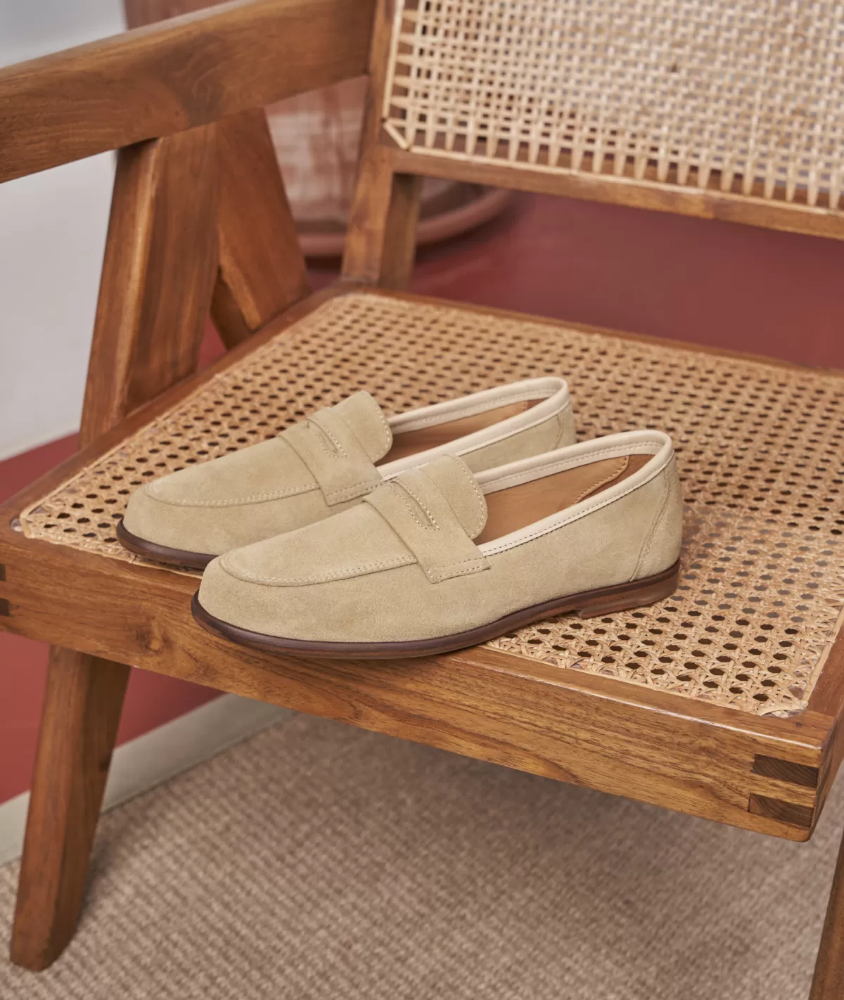 Cheap Mocassin femme en daim beige Femme Mocassins Et Derbies