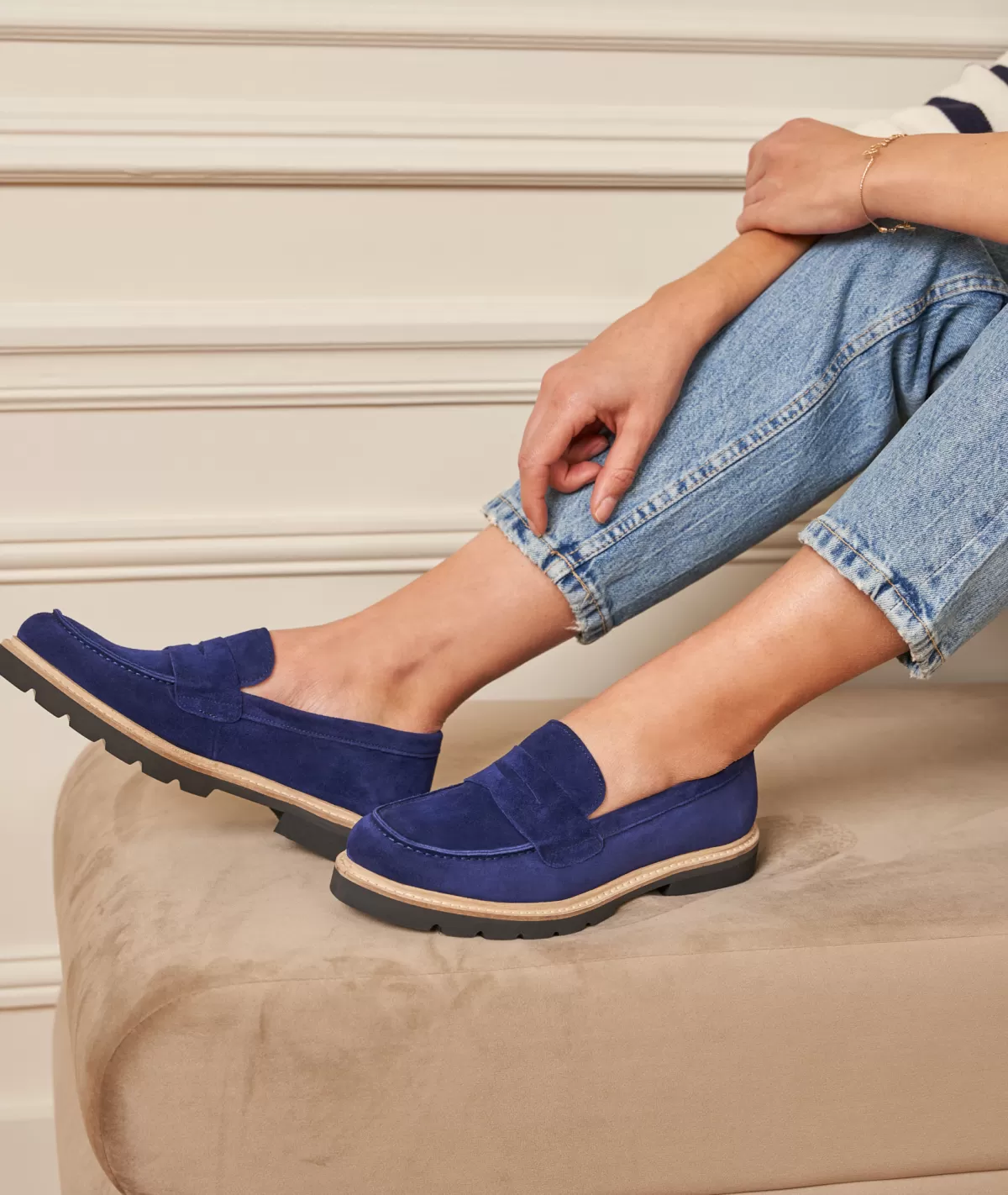 Best Sale Mocassin femme en daim bleu Femme Mocassins Et Derbies