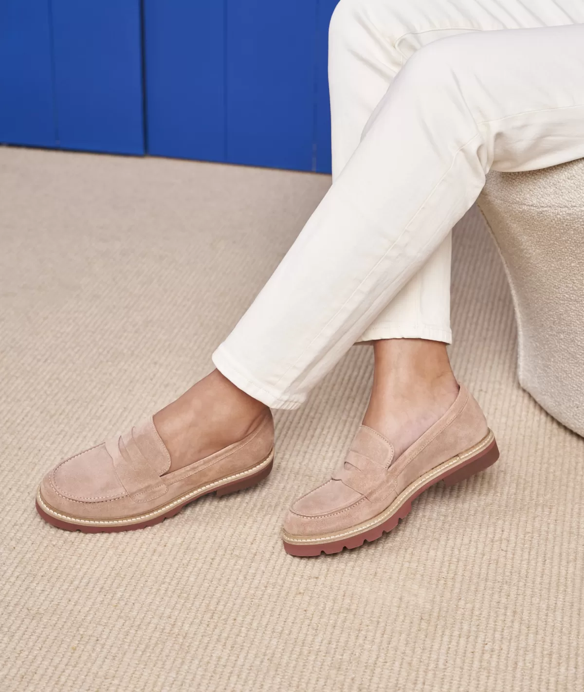 Cheap Mocassin femme en daim vieux rose Femme Mocassins Et Derbies