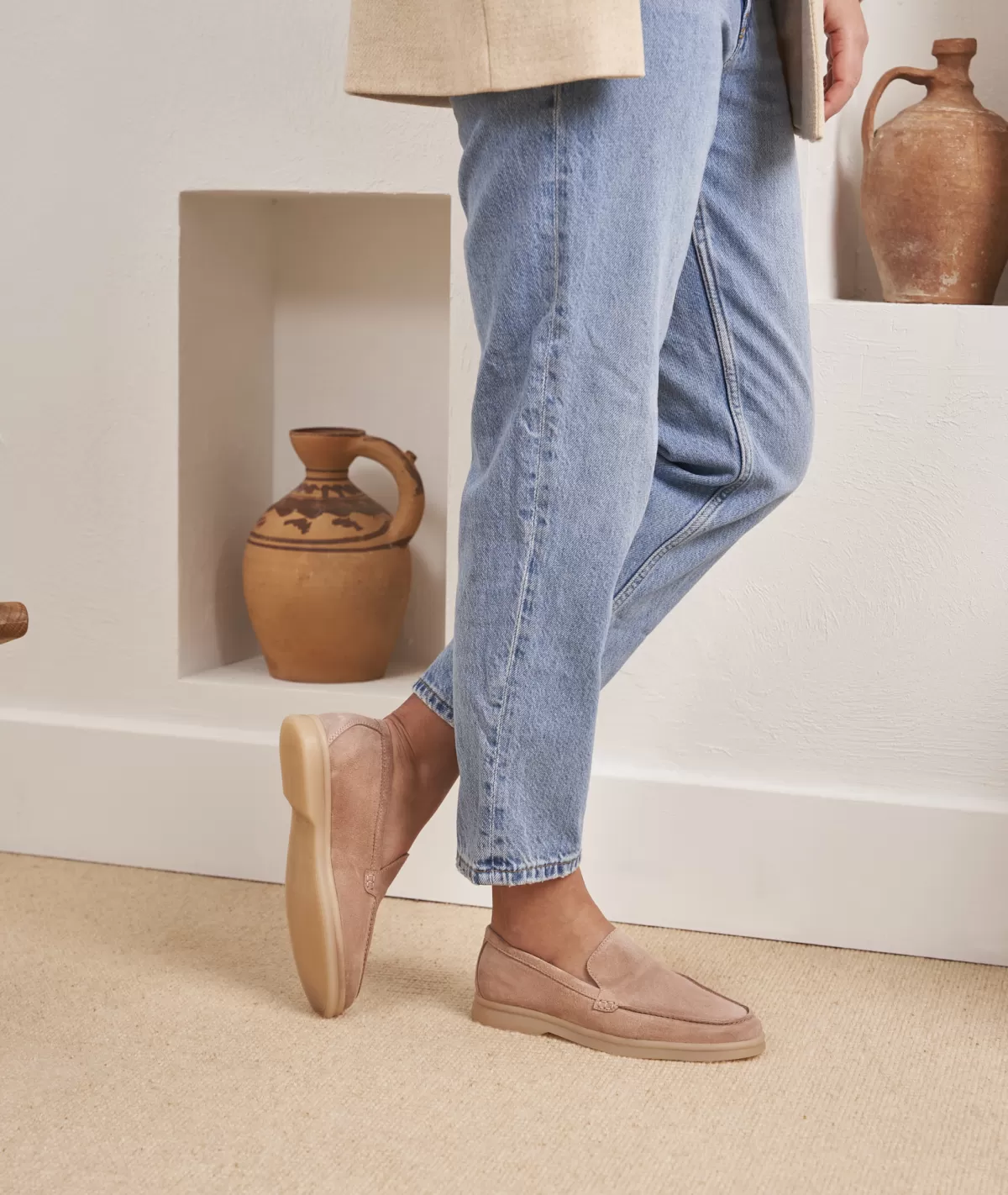 Cheap Mocassin femme en daim vieux Femme Mocassins Et Derbies