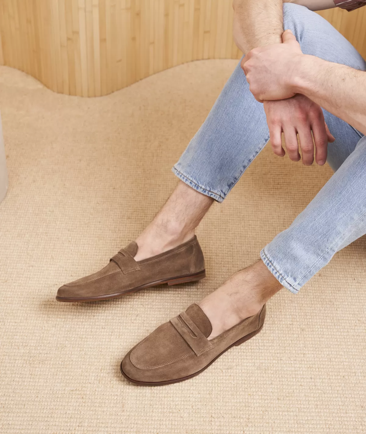 Online Mocassin homme en daim Brun Homme Mocassins
