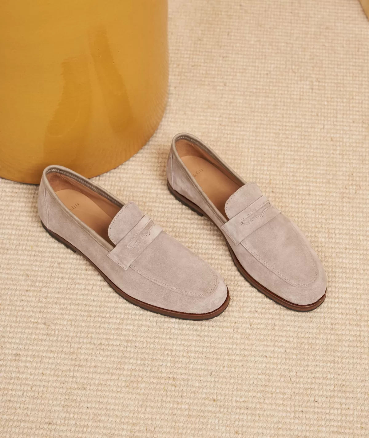 Sale Mocassin homme en daim gris Homme Mocassins