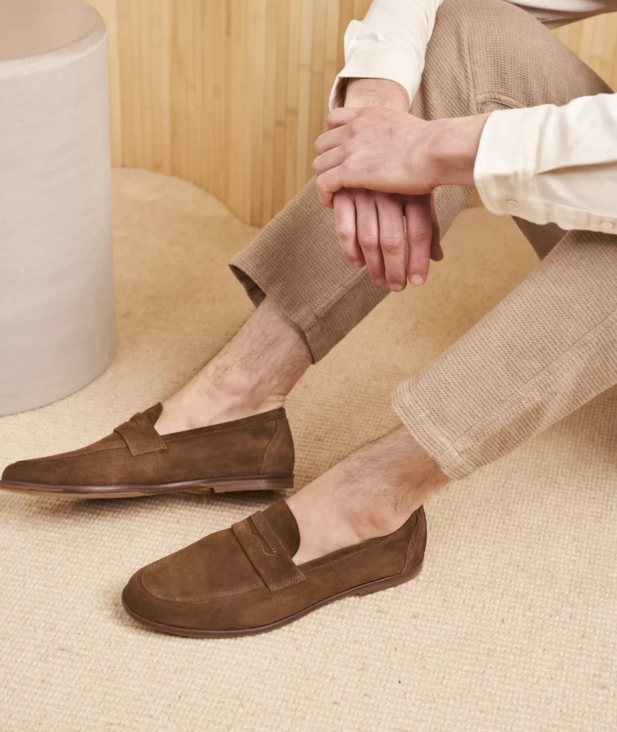 Discount Mocassin homme en daim marron Homme Mocassins