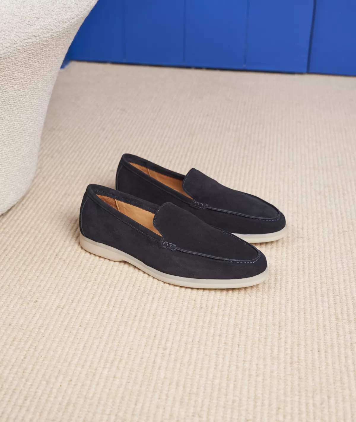 Hot Mocassin homme en daim bleu marine Homme Mocassins