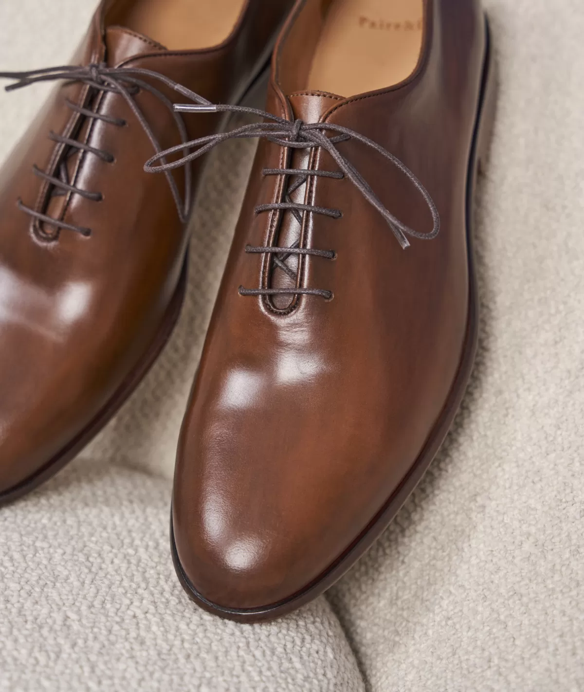 Sale Richelieu en cuir cognac patiné Homme Derbies Et Richelieu