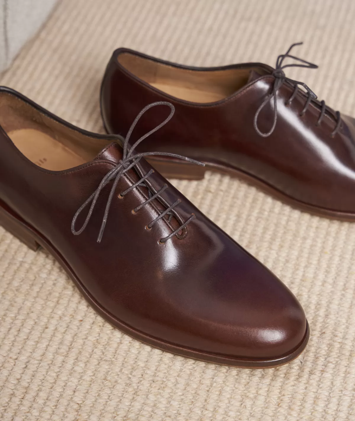 Cheap Richelieu en cuir marron patiné Homme Derbies Et Richelieu