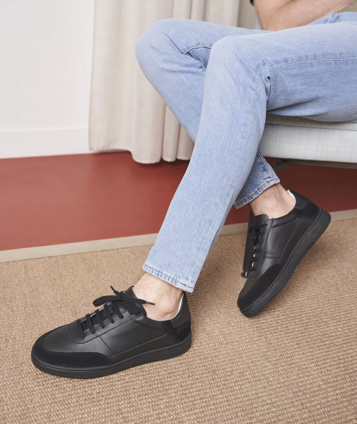 Best Sale Sneakers bi matière cuir Homme Sneakers