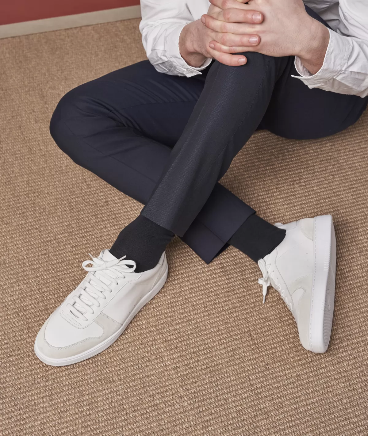 Fashion Sneakers en cuir blancet daim Homme Sneakers