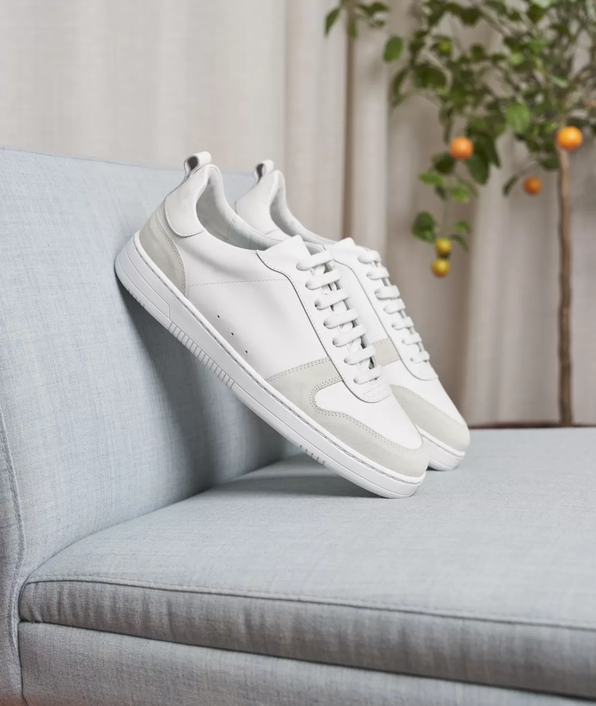 Fashion Sneakers en cuir blancet daim Homme Sneakers