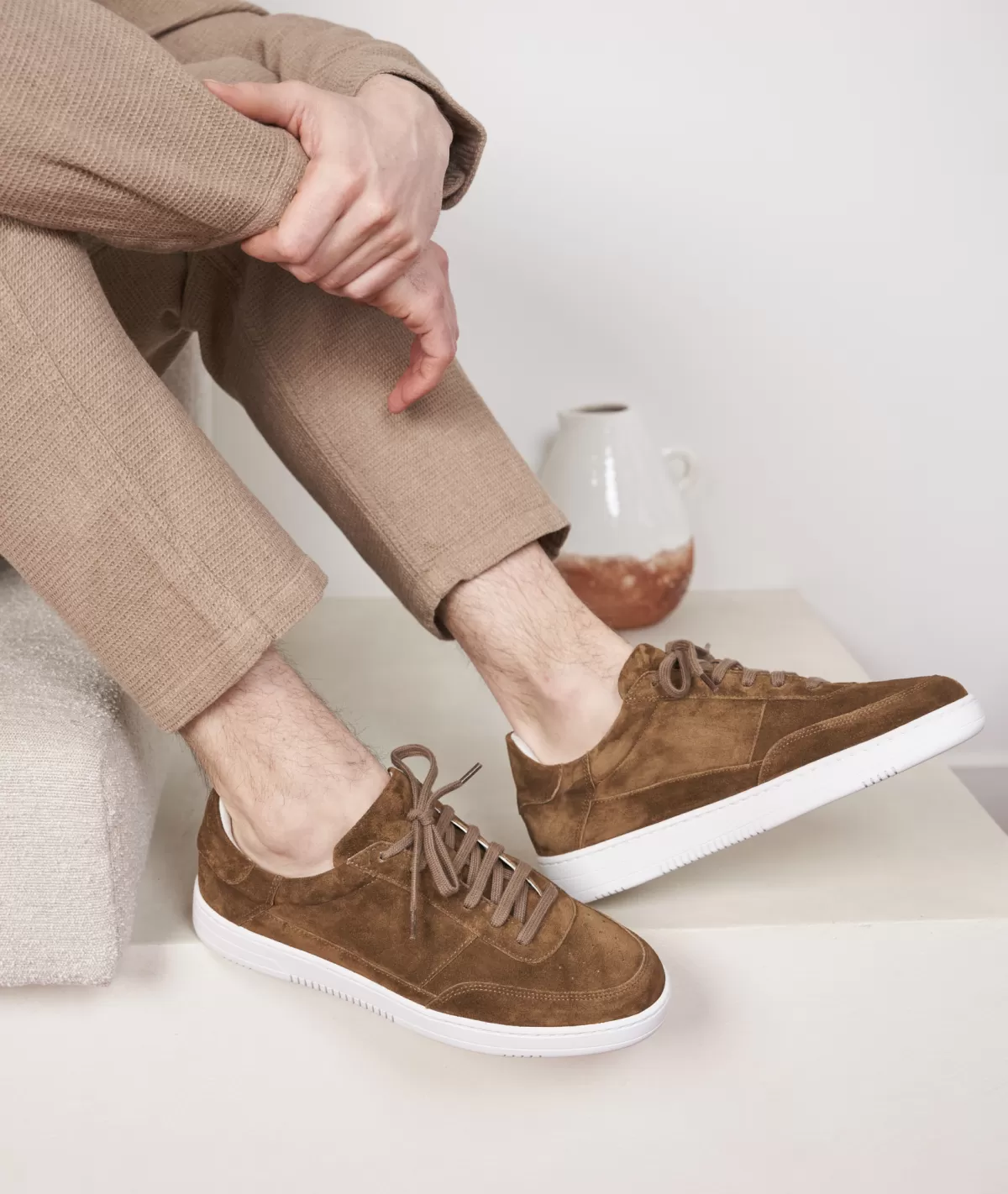 Sale Sneakers en daim feuilles mortes Homme Sneakers